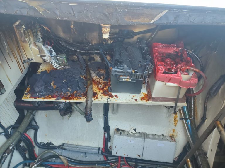 Boat engine room fire